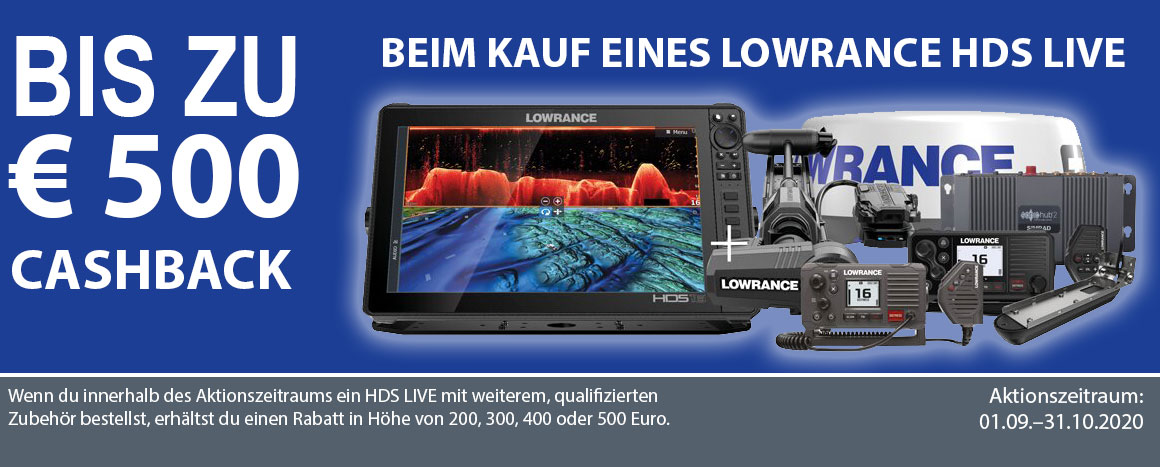 Lowrance Upgrade-Aktion: Bis zu 500 Euro beim Kauf eines HDS-Live-Echolots sparen