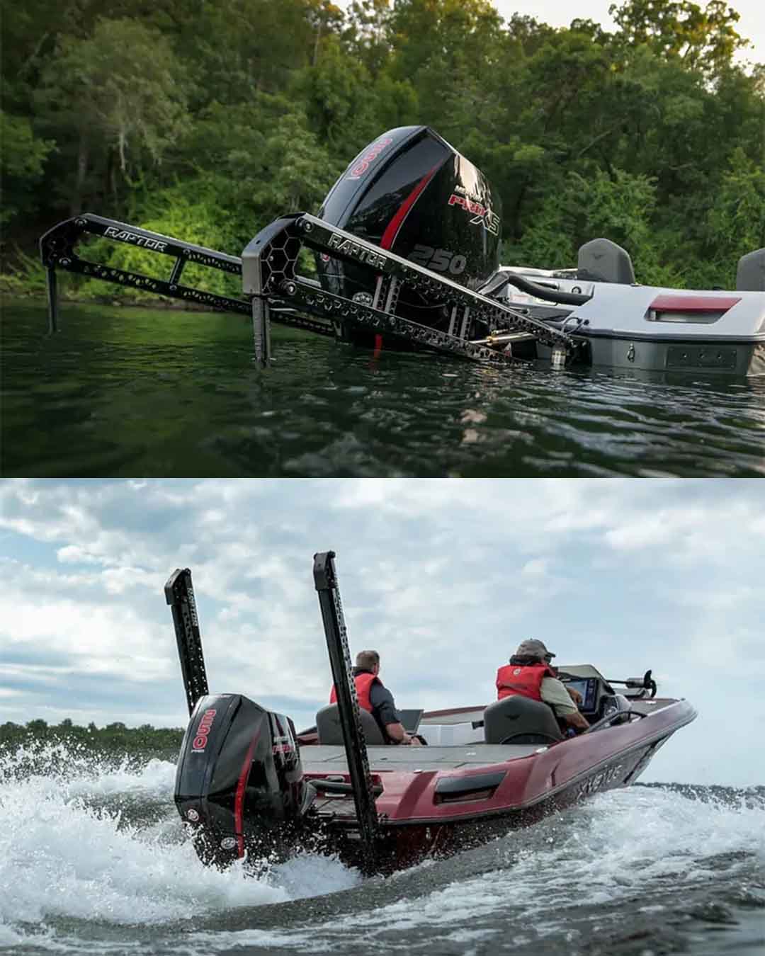 Einsatz des Minn Kota Raptor flachwasserankers auf einem Angelboot Minn Kota Raptor Flachwasseranker auf einem Boot im Einsatz