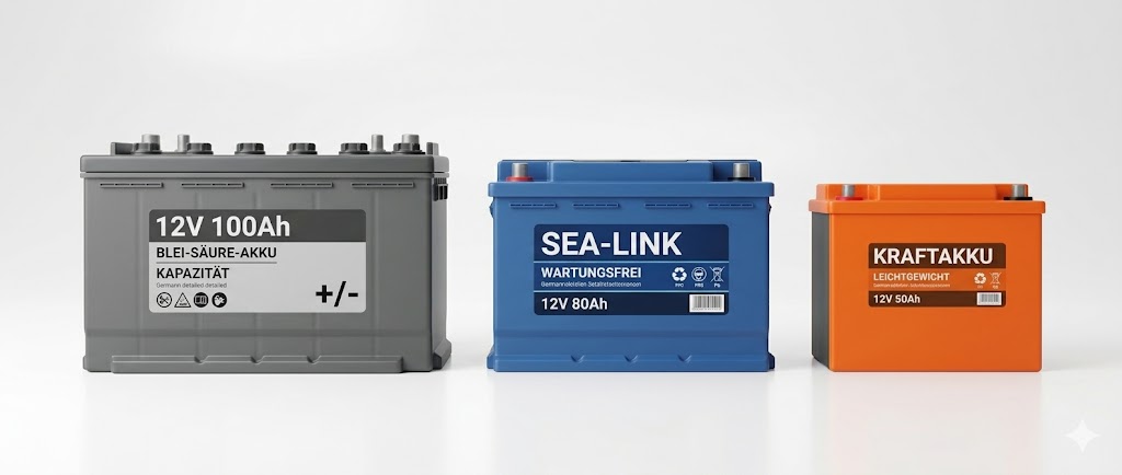 Batterietypen-Vergleich Vergleich verschiedener Batterietypen für Minn Kota: AGM, Nassbatterie und LiFePO4