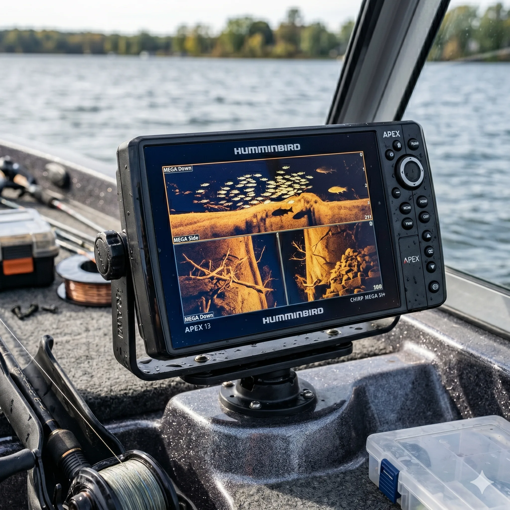 Humminbird AutoChart Live Tiefenkarte und MEGA Imaging Sonarbild