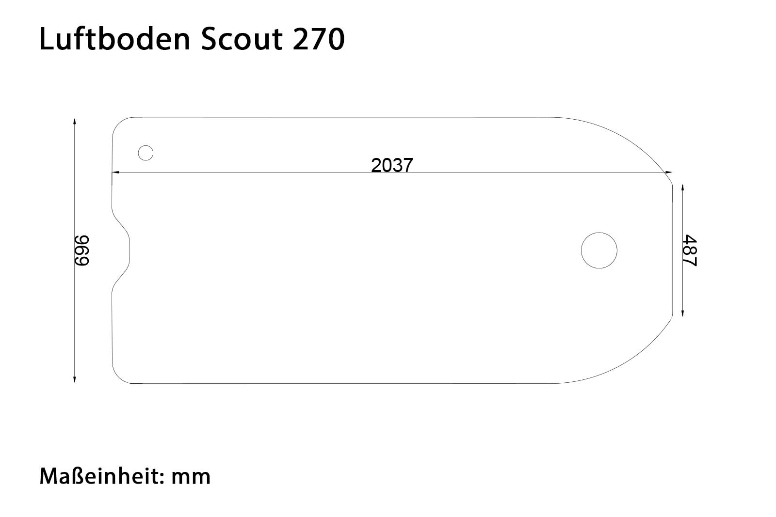 Allroundmarin Scout Schlauchboot 270 mit Luftboden Dimensionszeichnung Boden