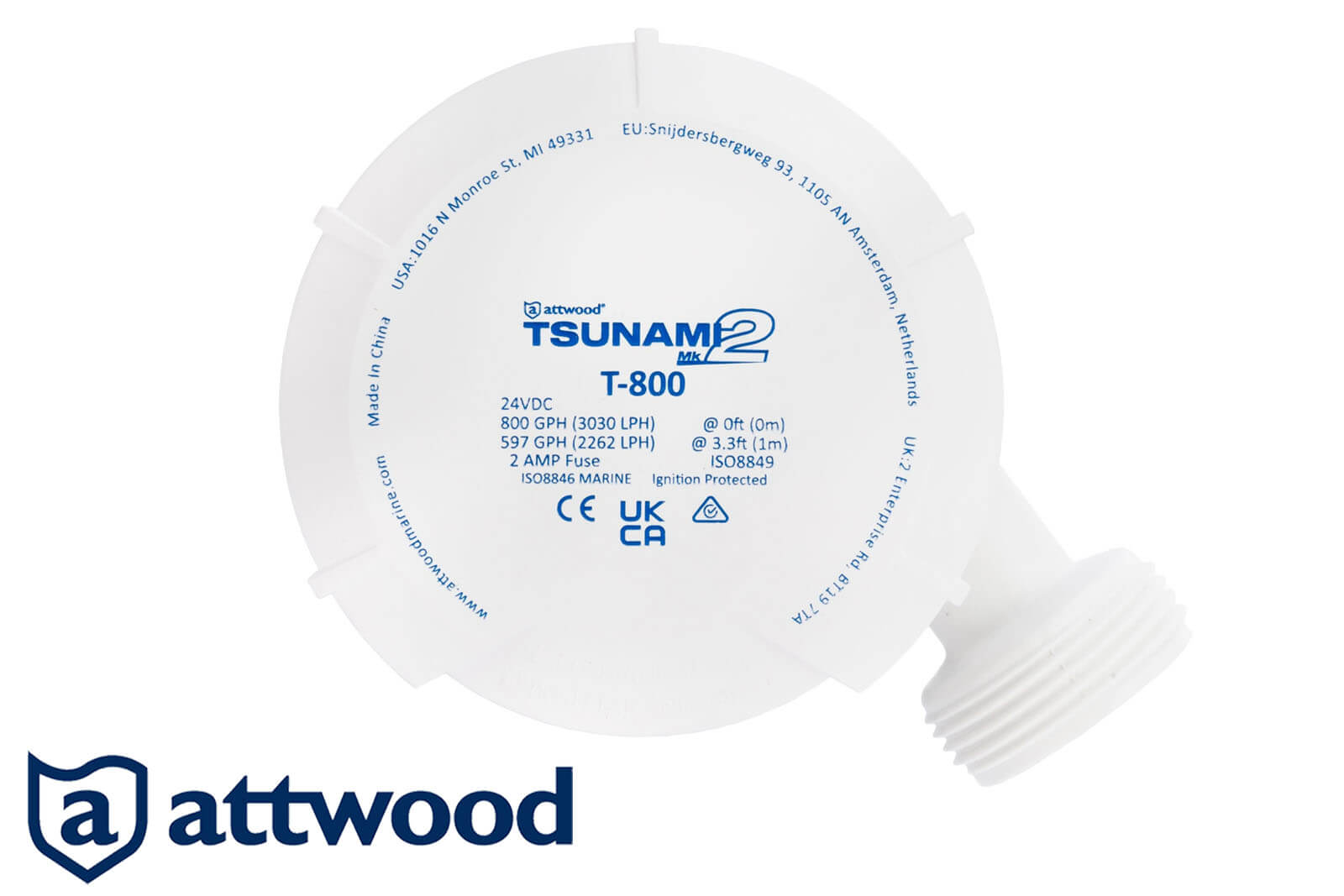 Attwood Tsunami Mk2 Bilgepumpe | Lenzpumpe T800 24V - oben