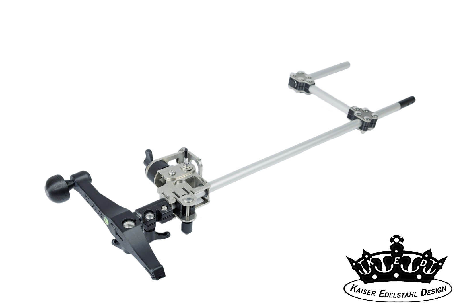KED Bellyboat Geberstange aus Aluminium, Doppelstange Dreharm vorn