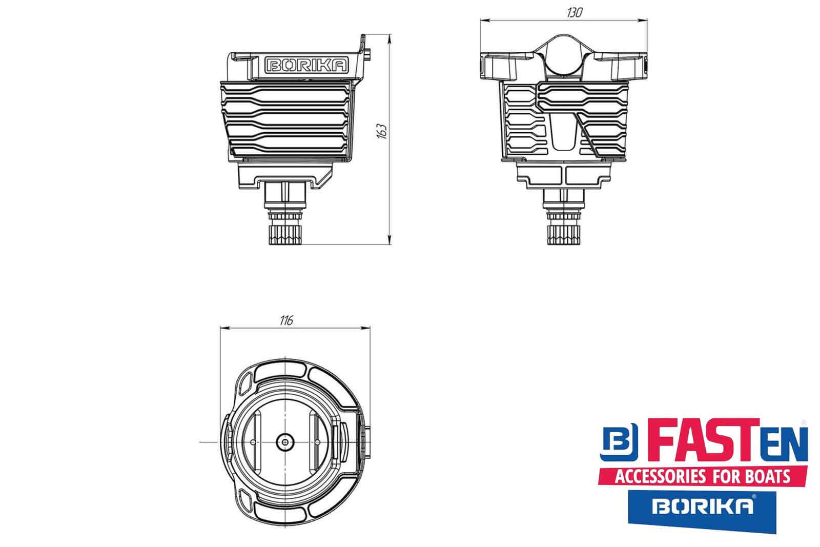 Fasten Cup Holder Dimensionszeichnung