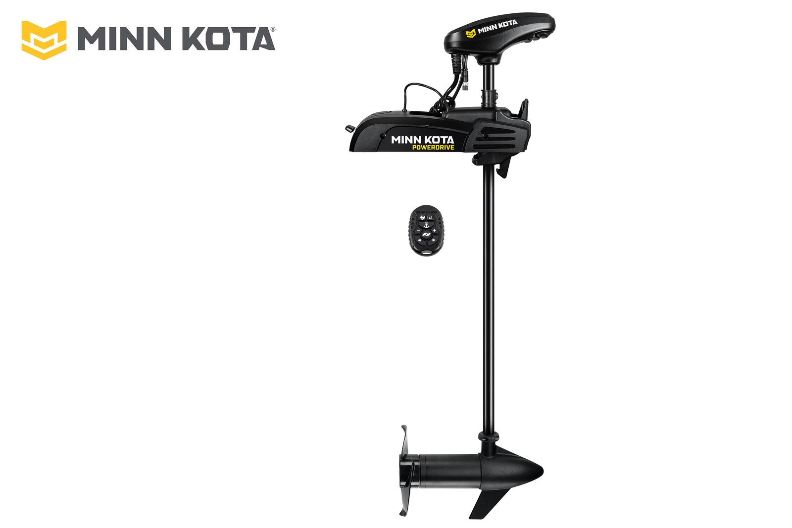 Minn Kota PowerDrive 2 mit 137 cm Schaft, ohne Geber, Seitenansicht mit Micro Remote