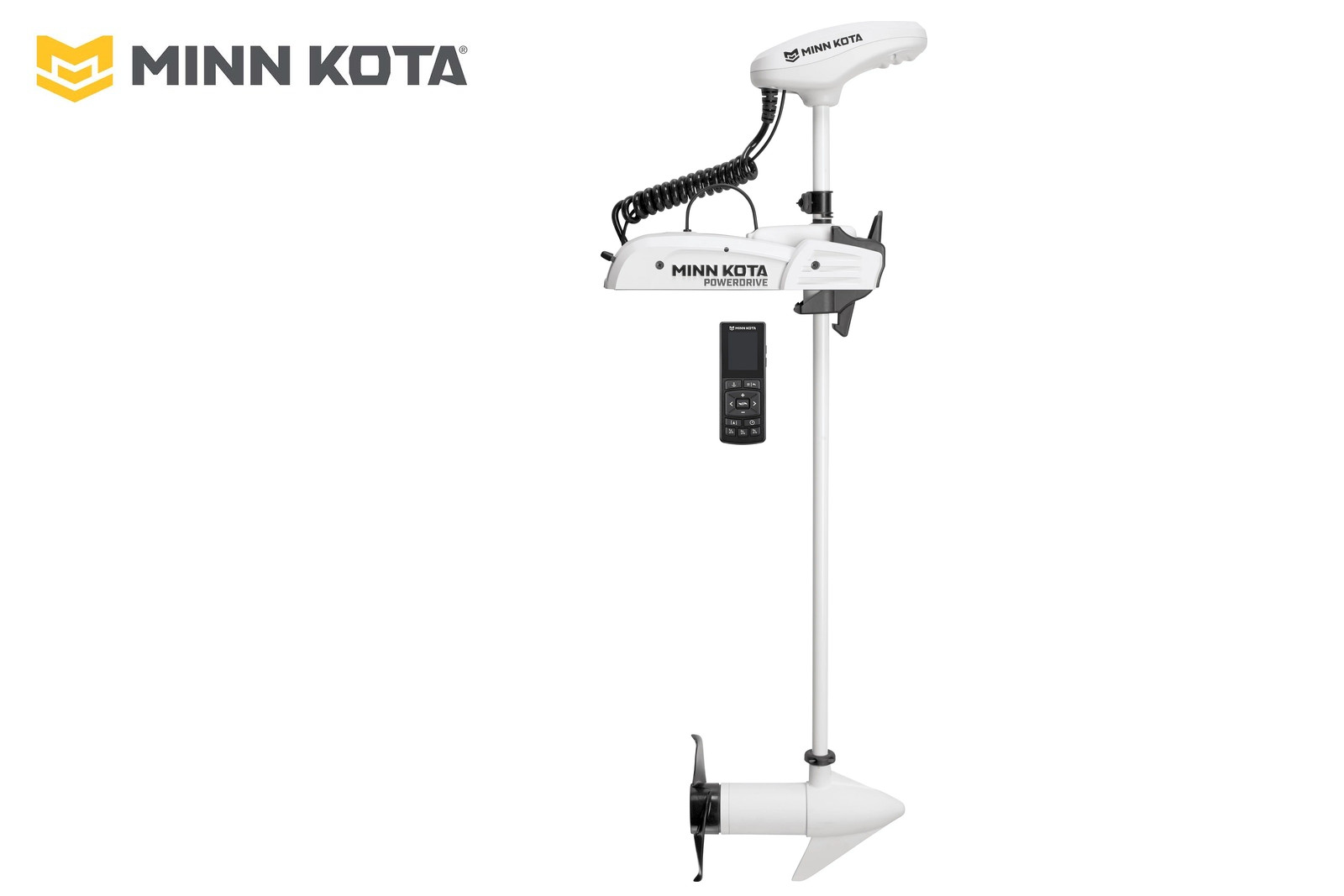Minn Kota Riptide PowerDrive 2 mit 137 cm Schaft, Seitenansicht mit Wireless Remote