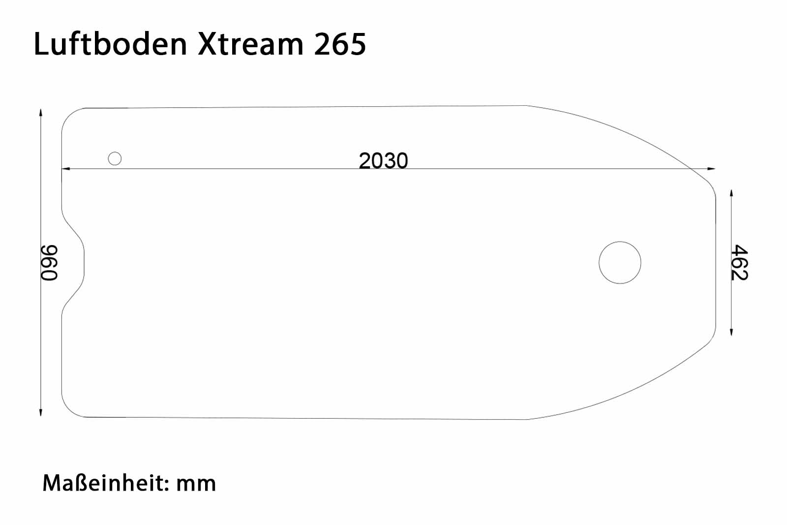 Allroundmarin Xtream Schlauchboot 205 mit Luftboden Dimensionszeichnung Boden