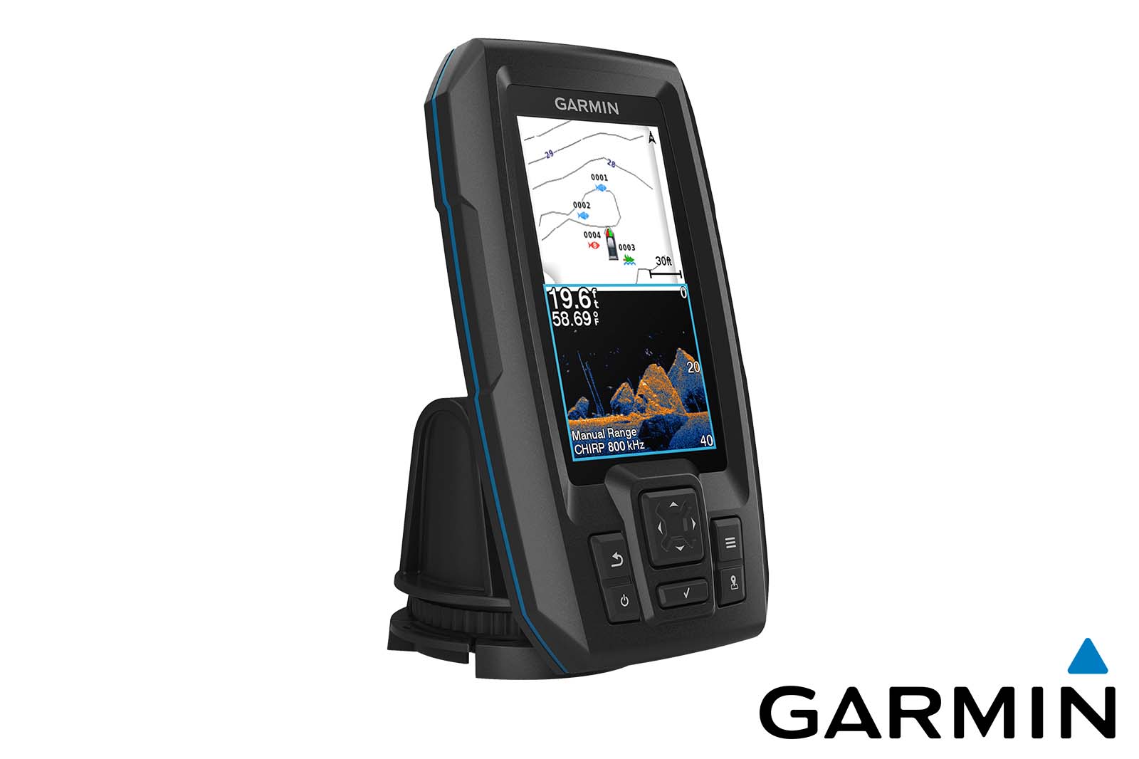 Garmin STRIKER Vivid 4cv Echolot Quick Contours und ClearVü Ansicht rechts