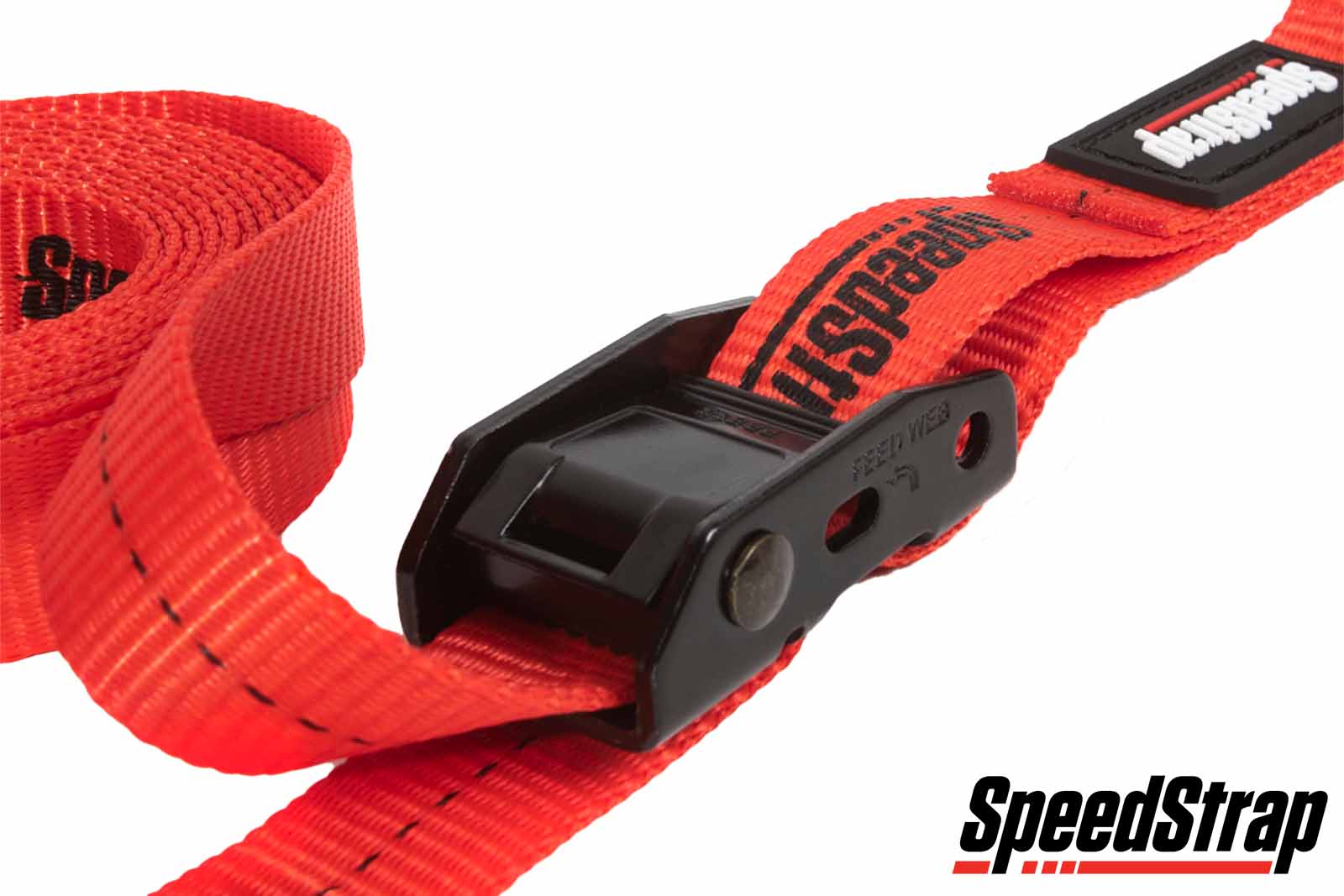 SpeedStrap Spanngurt mit Haken und Schlaufe, rot, 25 mm, Detailansicht Cam-Lock