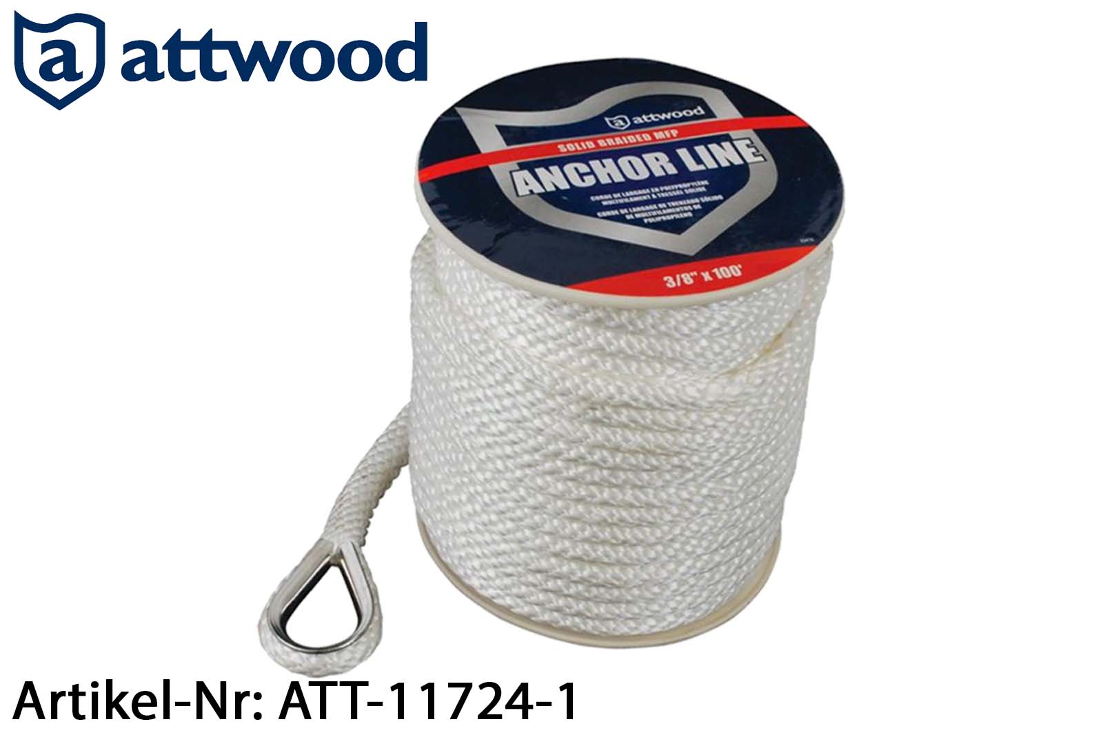 Attwood Ankerleine mit Kausch  9,5 mm