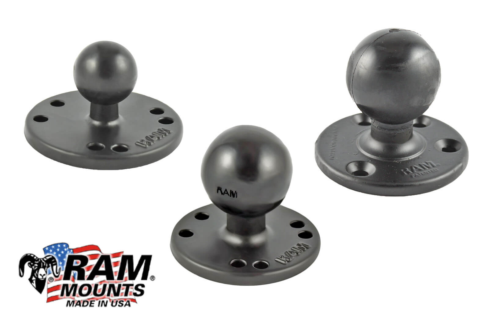 RAM Mounts Grundplatte rund 202U mit B-Kugel, C-Kugel oder D-Kugel
