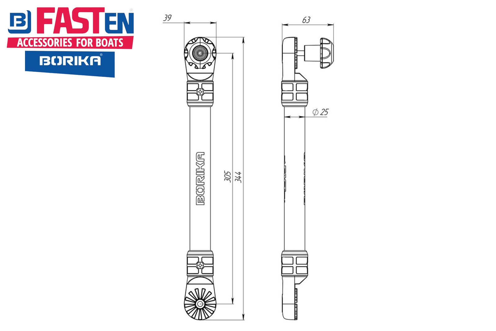 Fasten Verlängerung 344 mm Dimensionszeichnung