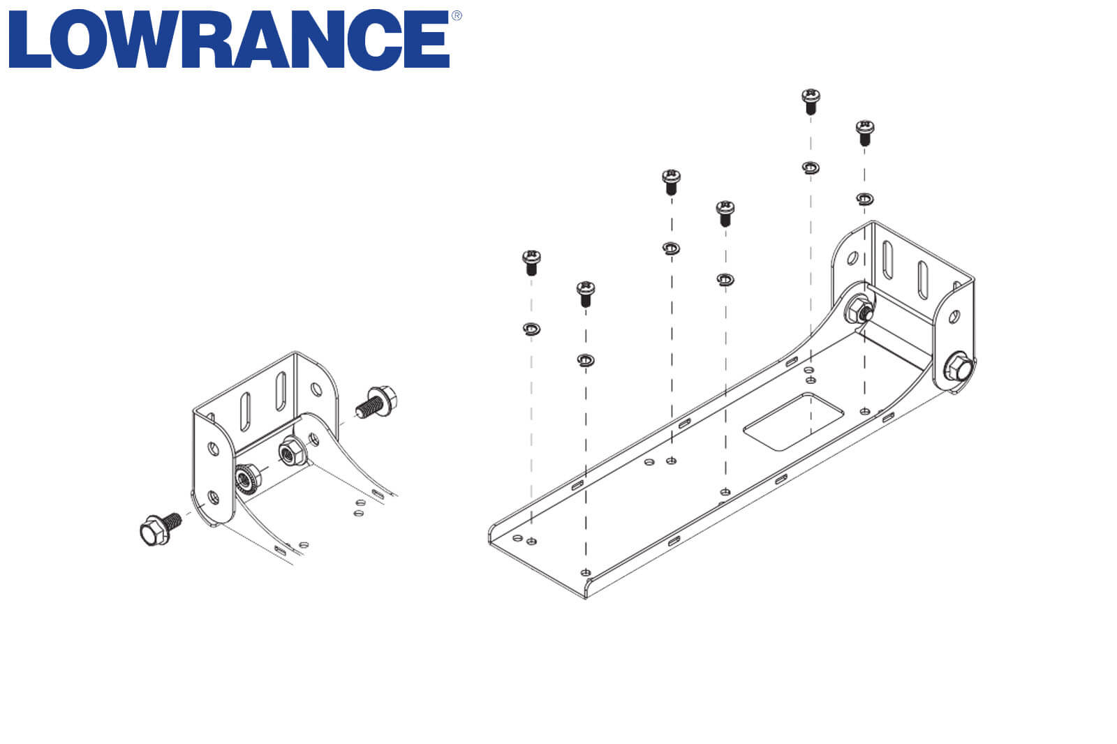 Lowrance StructureScan 3D Metall Geberhalterung Skizze
