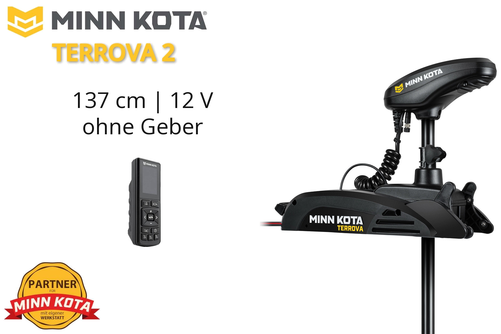 Minn Kota Terrova 2 mit 55 lb Schub, 12 V, 137 cm Schaft, ohne Geber und ohne Fußpedal
