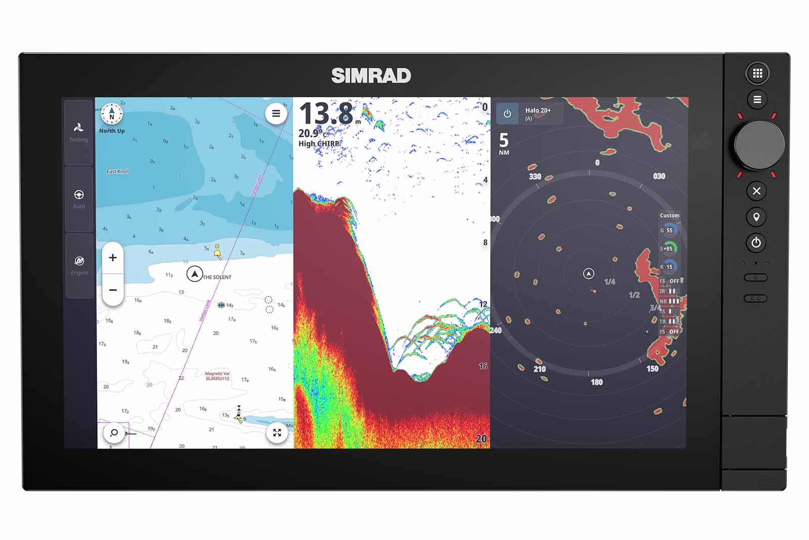 Simrad NSS 4 16-Zoll Echolot & Kartenplotter mit Sonar, Frontansicht