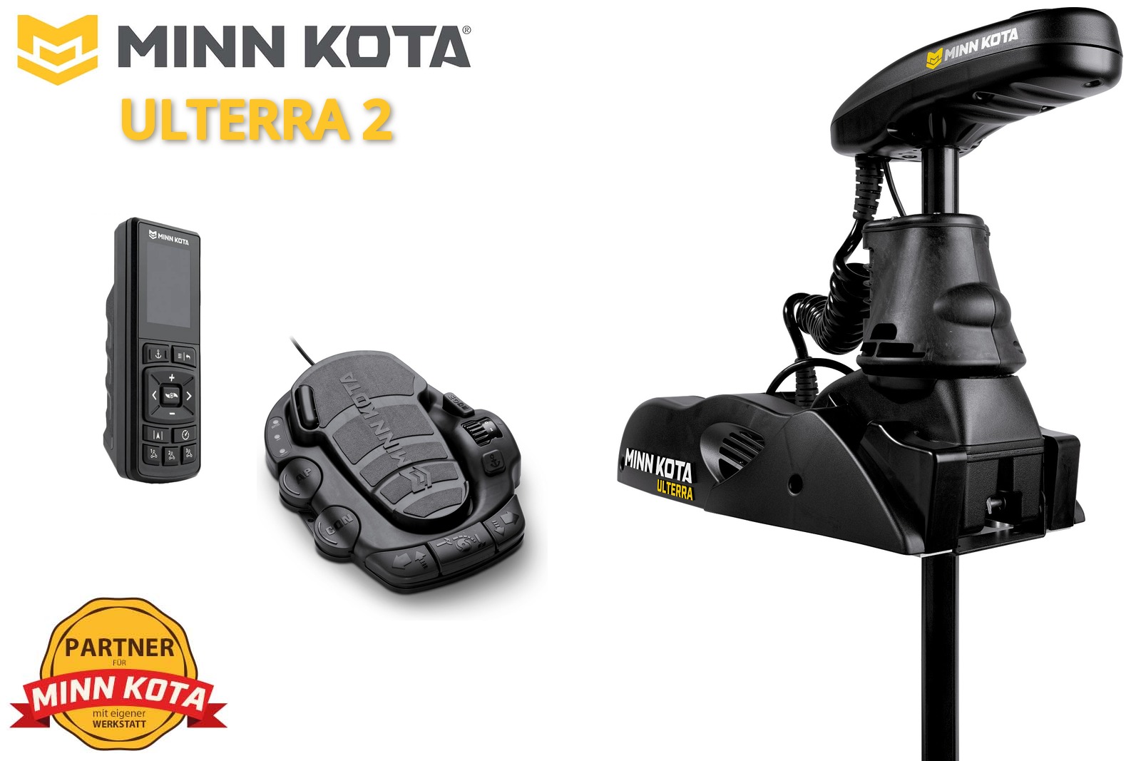 Minn Kota Ulterra 2 Elektro-Bootsmotor mit Wireless Remote und Fußpedal