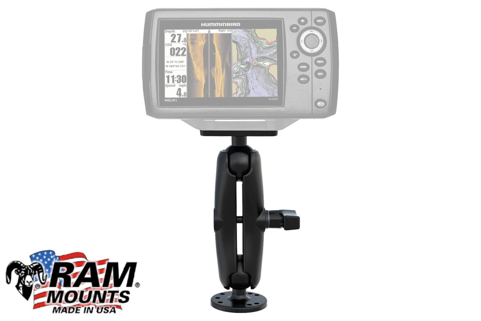 RAM Mount Echolothalterung Humminbird Echolote, RAM-202-153-202U, Beispielmontage