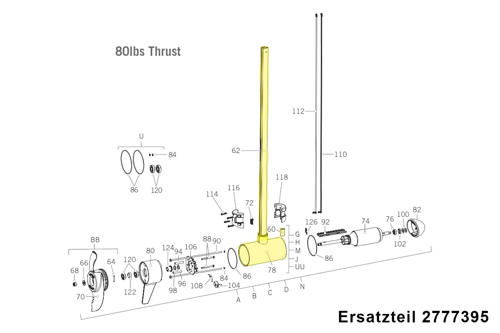 Minn Kota Ersatzteil - Schaft mit Unterwasserteil