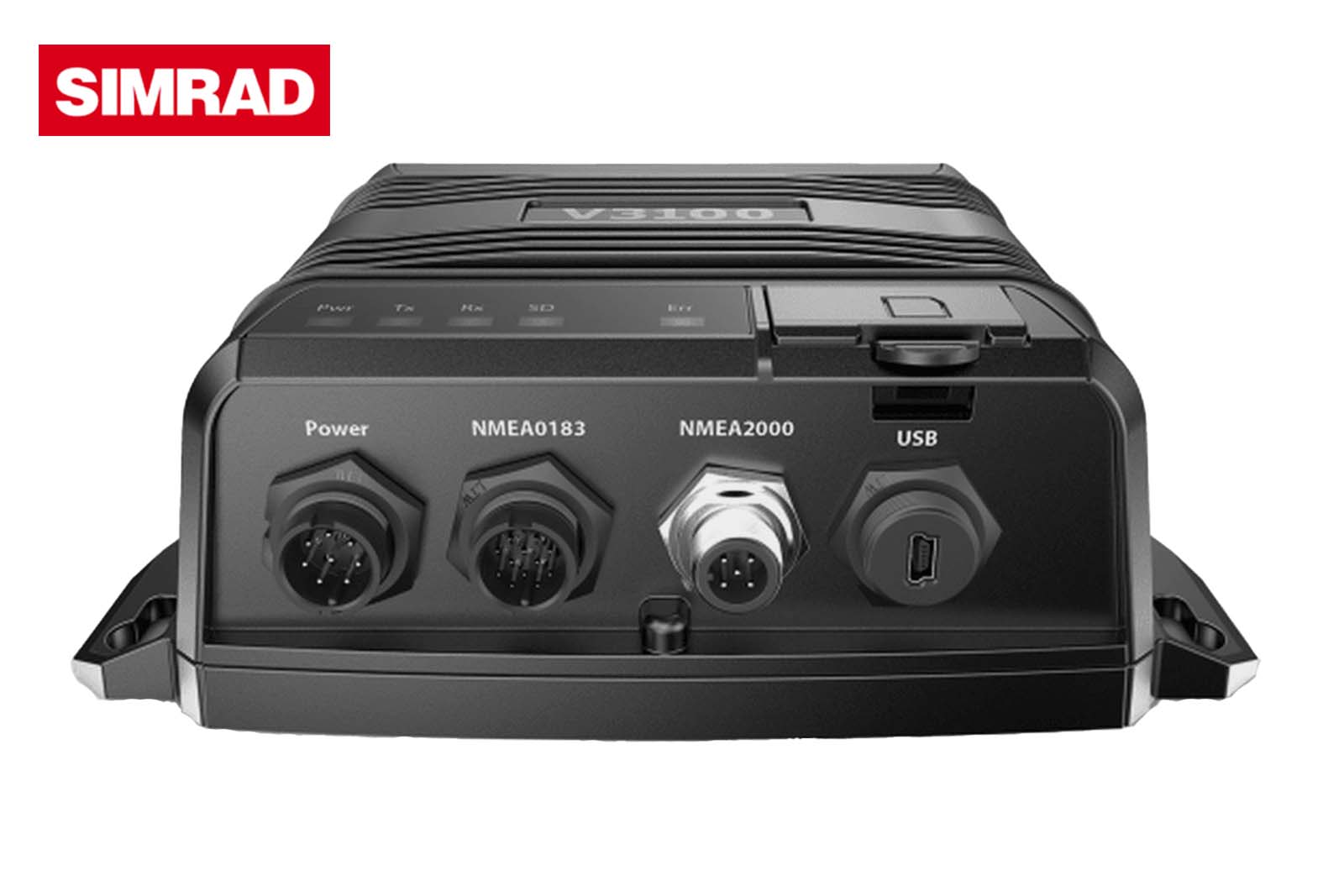 Simrad V3100 Klasse B AIS Frontansicht mit Anschlüssen