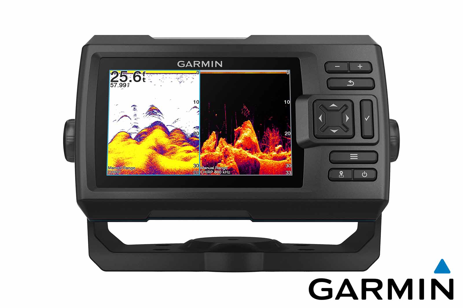 Garmin STRIKER Vivid 5cv Echolot SplitScreen 2D-Sonar und ClearVü, Frontansicht