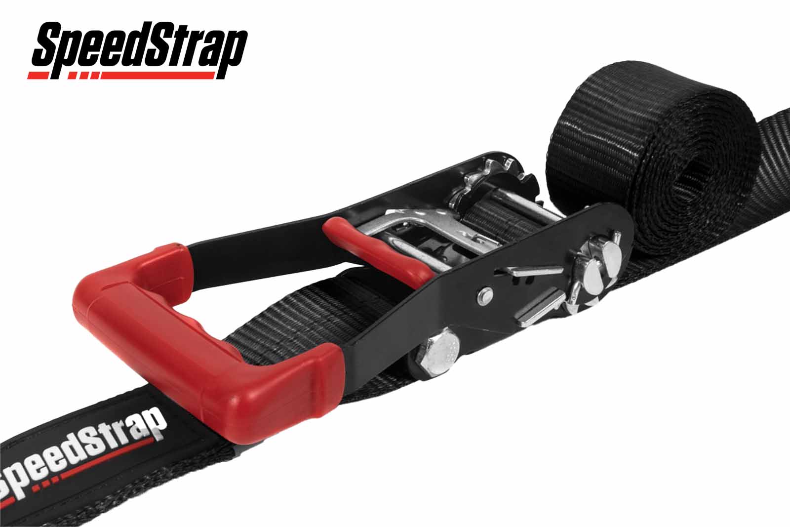 SpeedStrap Spanngurt mit Haken und Schlaufe, schwarz, 50 mm,Detailansicht Ratsche