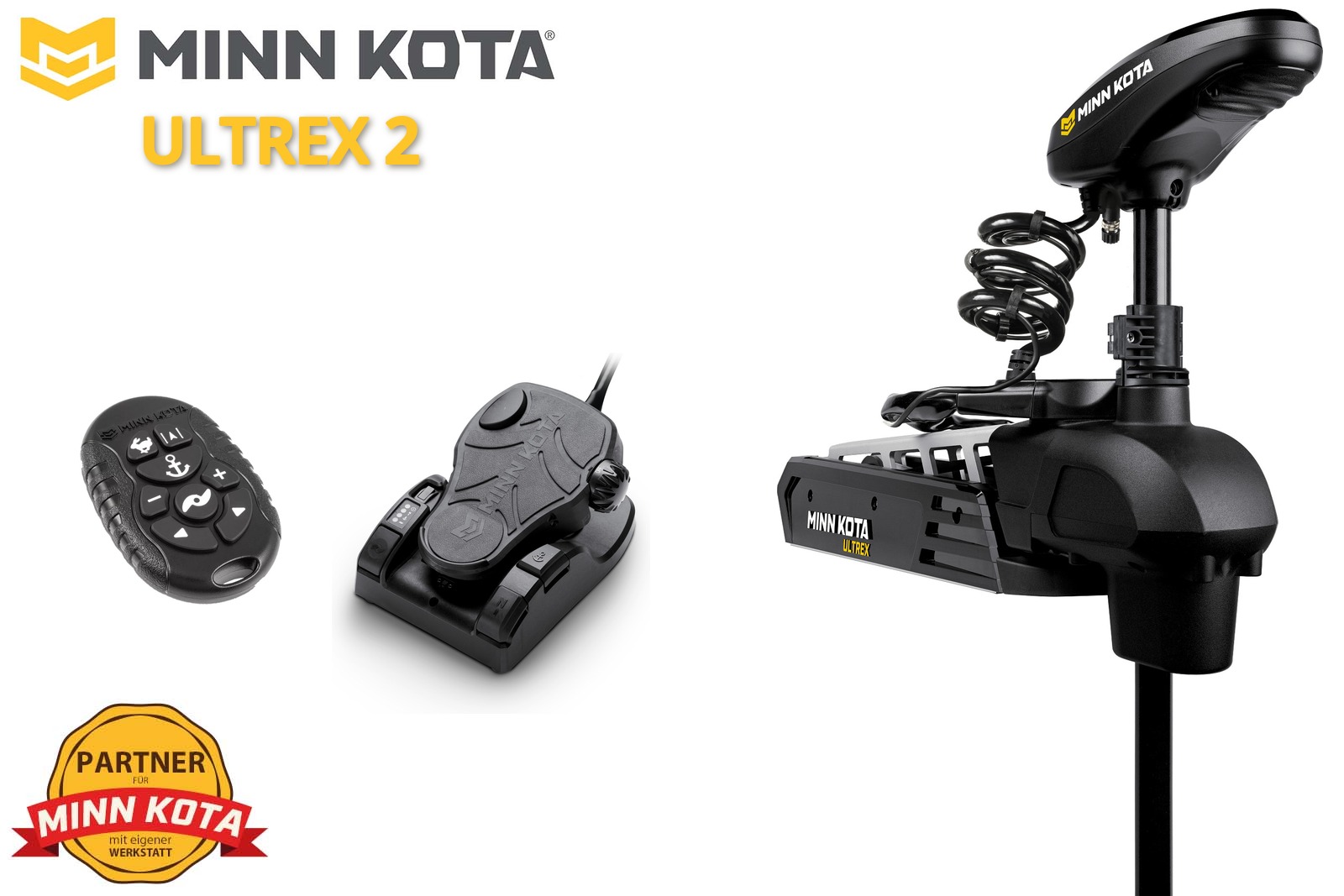 Minn Kota Ultrex 2 Elektro-Bootsmotor mit Kabelzug-Fußpedal und Micro Remote