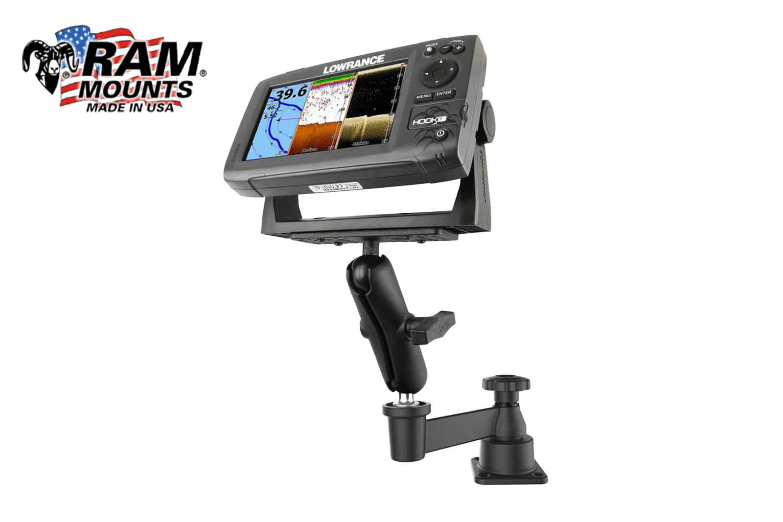 RAM Mount Doppel-Schwingarmhalter mit C-Kugel Montagebeispiel