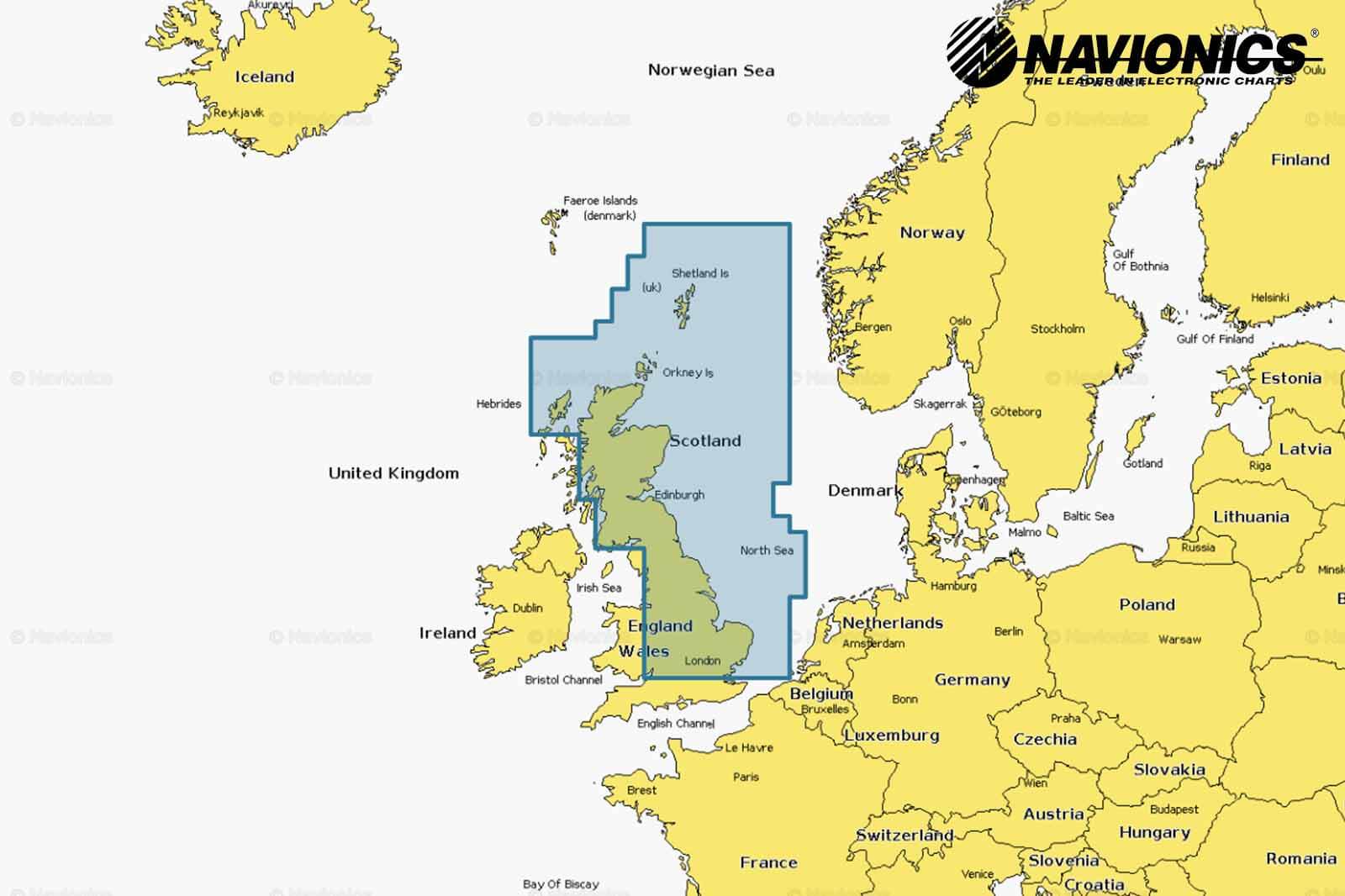 Navionics+ Seekarte: Kartenausschnitt Großbritannien Ostküste