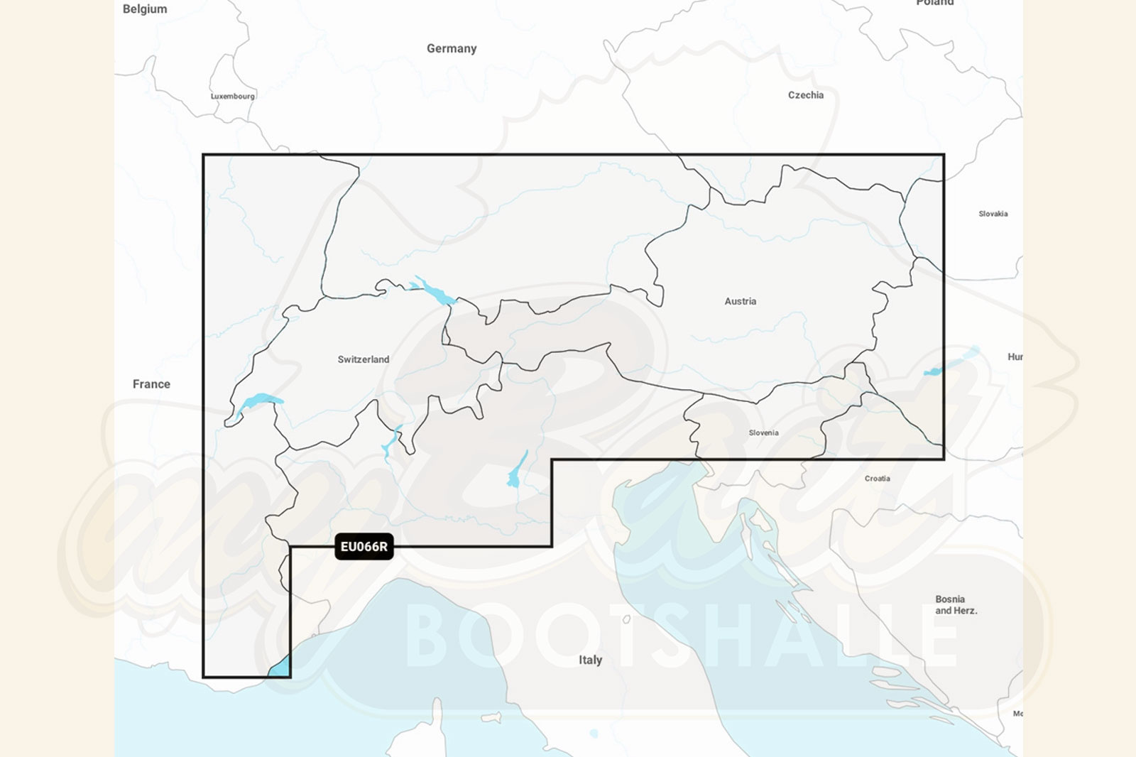 Garmin Navionics Plus: Kartenausschnitt Binnengewässer Schweiz & Österreich