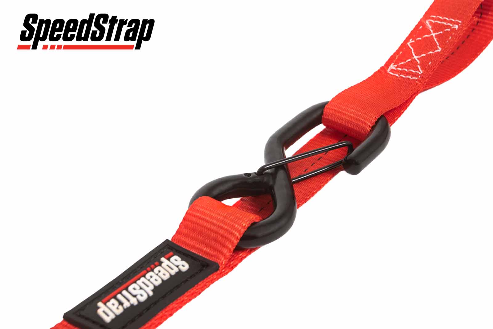 SpeedStrap Spanngurt mit Haken und Schlaufe rot, 25 mm, Detailansicht S-Haken
