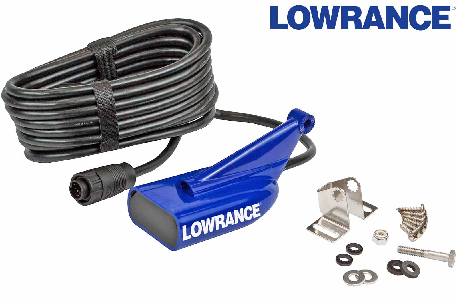 Lowrance HDI Heckgeber, 9 Pin, 83/200|455/800 kHz, blau Lieferumfang