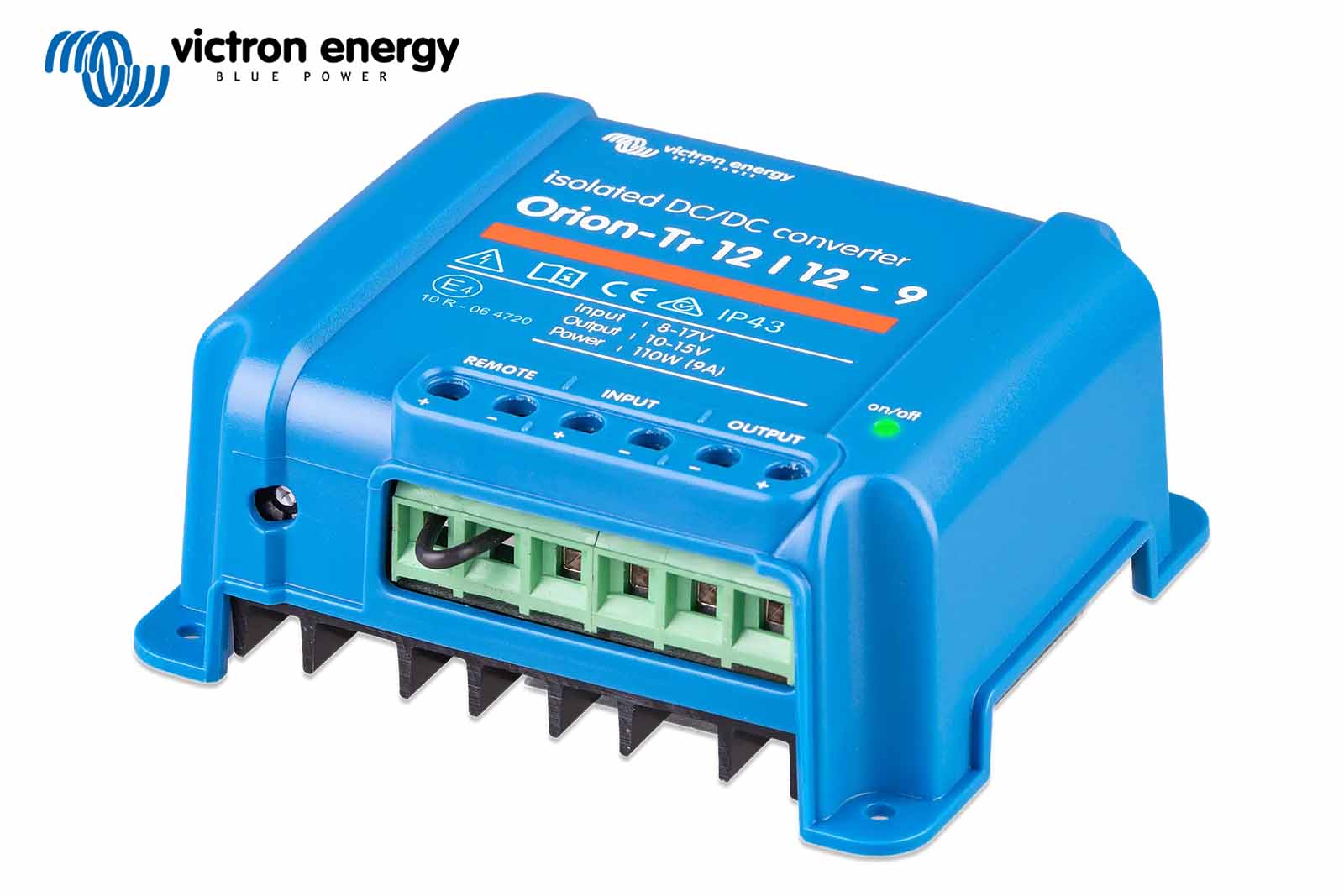 Victron Orion-Tr Isolated 12/12-9 DC-DC Wandler, Seitenansicht links mit Kühlrippen
