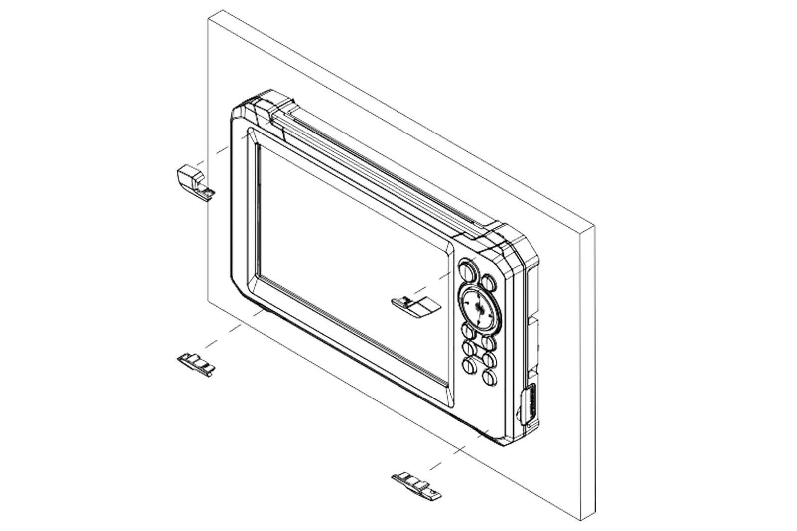 Lowrance Corner Clips für Eagle 7, 9 und Eye 9 Live Montagezeichnung