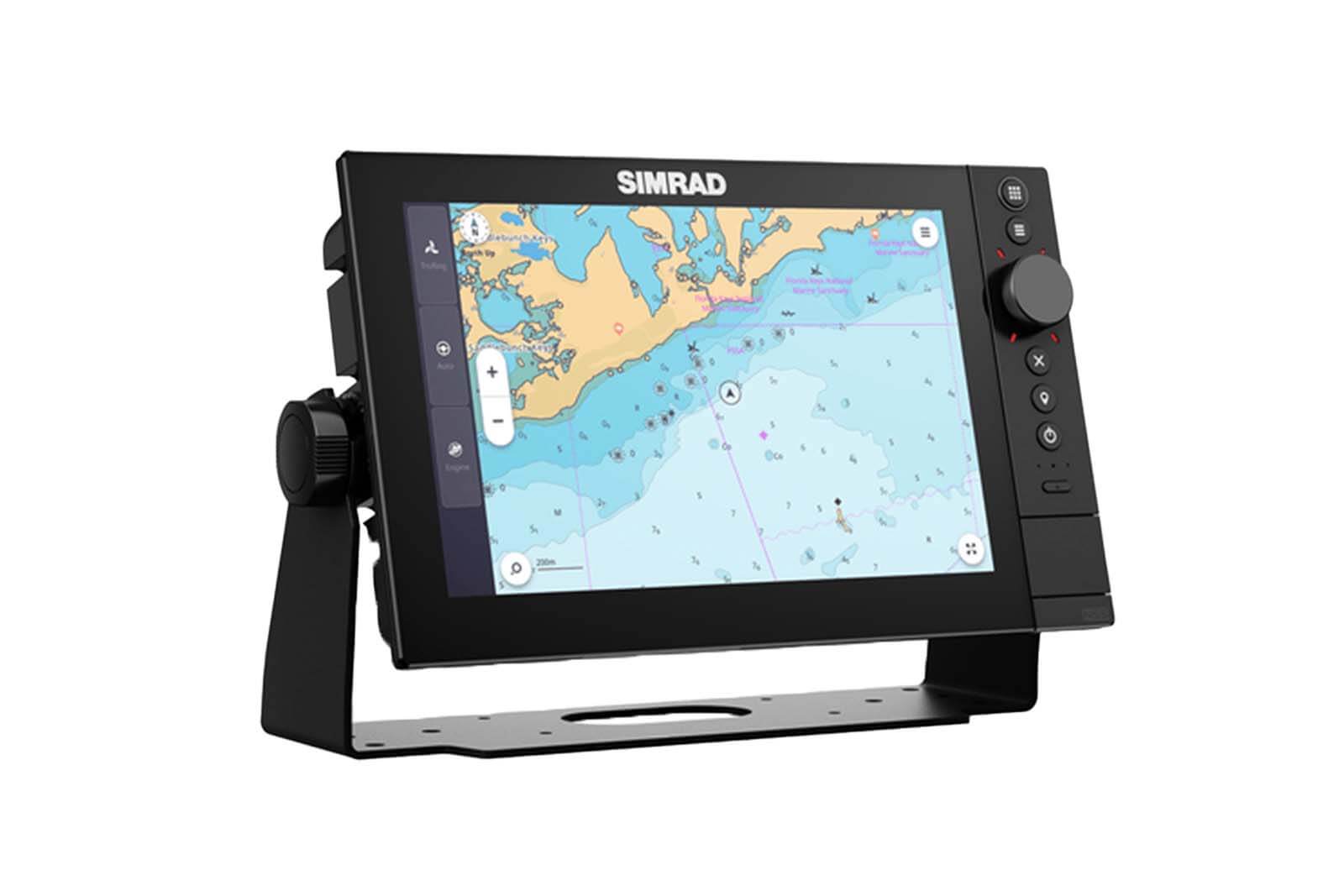 Simrad NSS 4 10-Zoll Echolot und Kartenplotter mit Sonar mit Bügelhalterung, Ansicht rechts