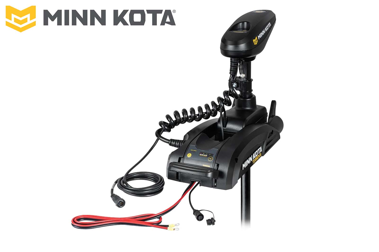 Minn Kota Terrova Elektro-Bootsmotor Heckansicht mit Anschlüssen