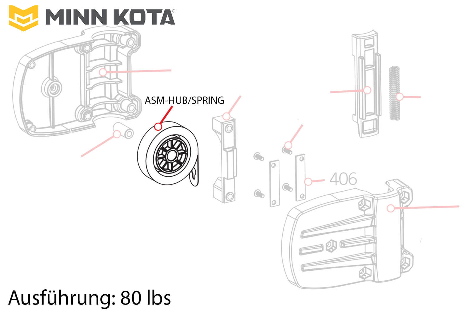 Minn Kota Ersatzteil: Ersatzfeder für Lift Assist – Assembly Hub/Spring, 80 lbs
