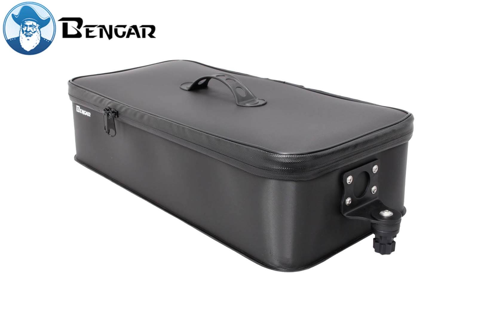 Bengar EVA Bellyboat Tasche Bakkan mit montierten Railblaza-Winkeln