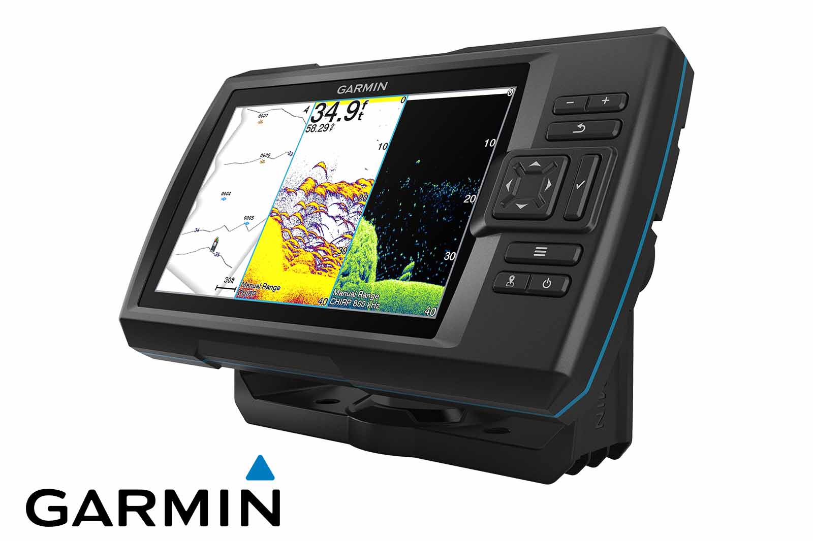 Garmin STRIKER Vivid 7cv Echolot SplitScreen in 3 Bereiche, Ansicht links