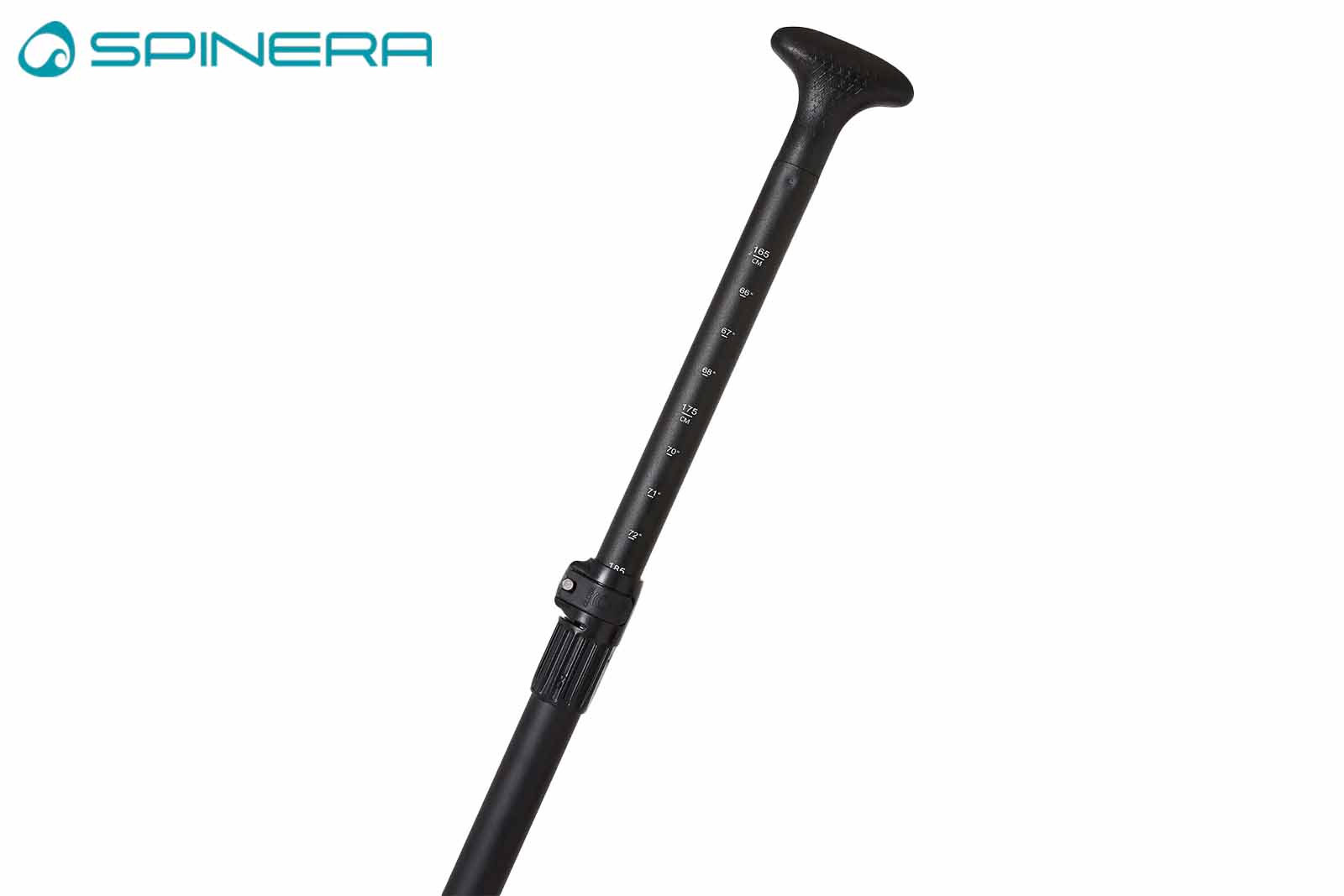 Spinera SUP Paddle aus Aluminium Detailansicht Griff mit Maßstab