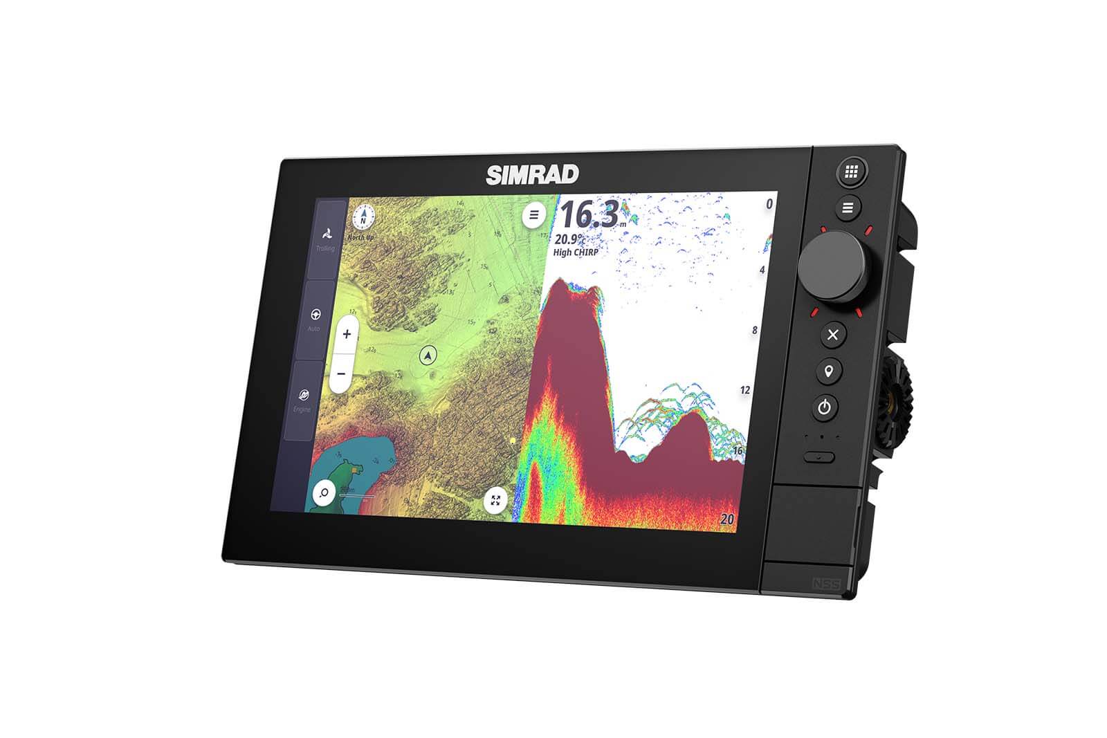 Simrad NSS 4 10-Zoll Echolot und Kartenplotter mit Sonar, Ansicht links