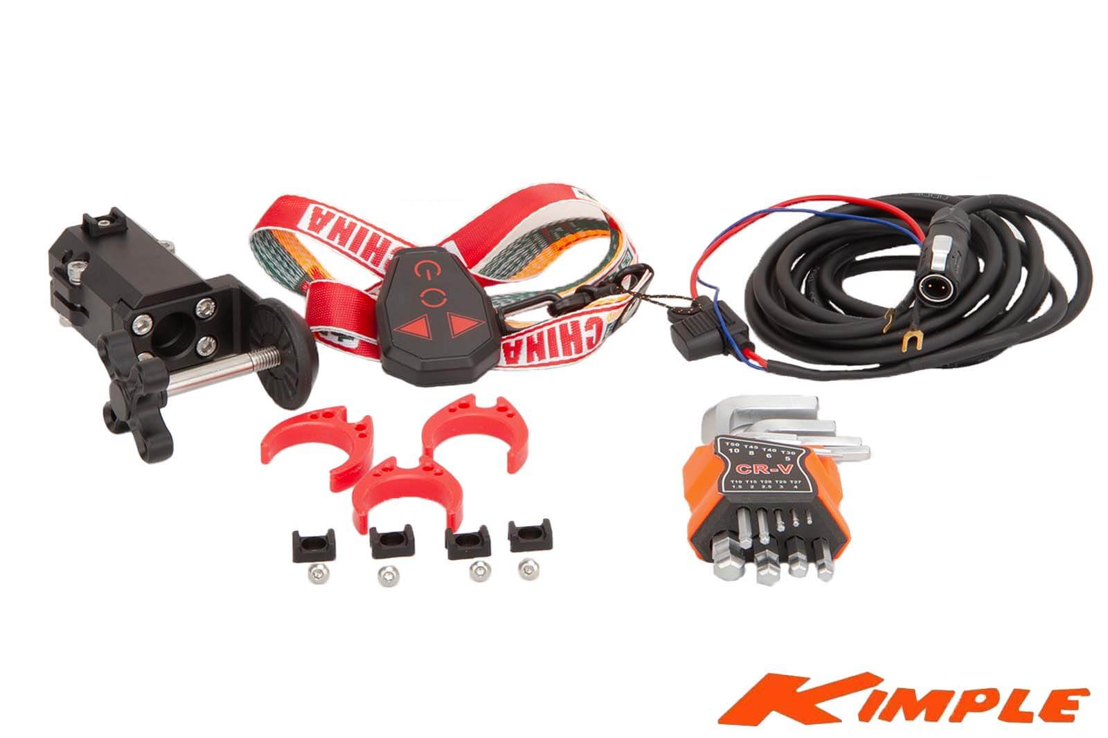 Kimple Foot Controlled Electric Transducer Mount Lieferumfang