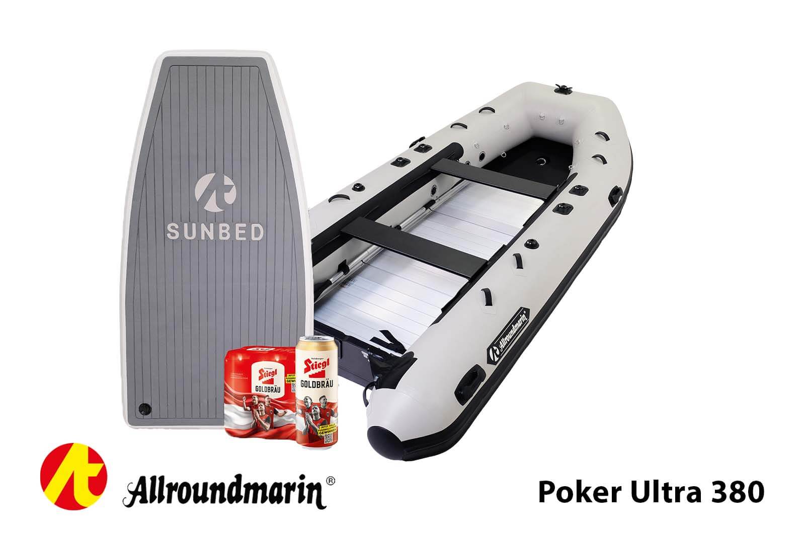 Allroundmarin Poker Ultra 380 Schlauchboot mit Sunbed und Bier