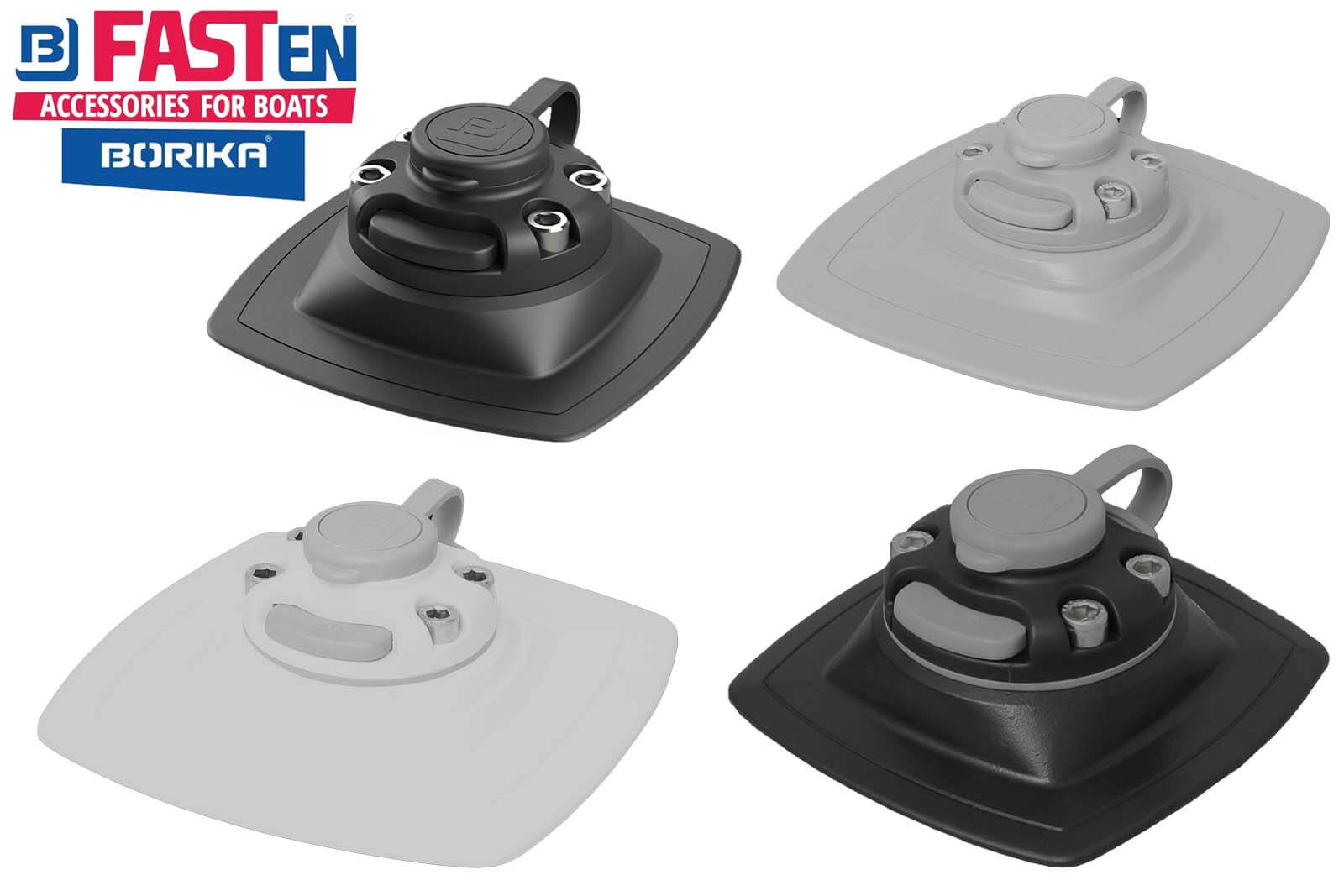 Fasten Halterung zum Kleben in 4 Farben, 110 x 110 mm und 140 x 140 mm