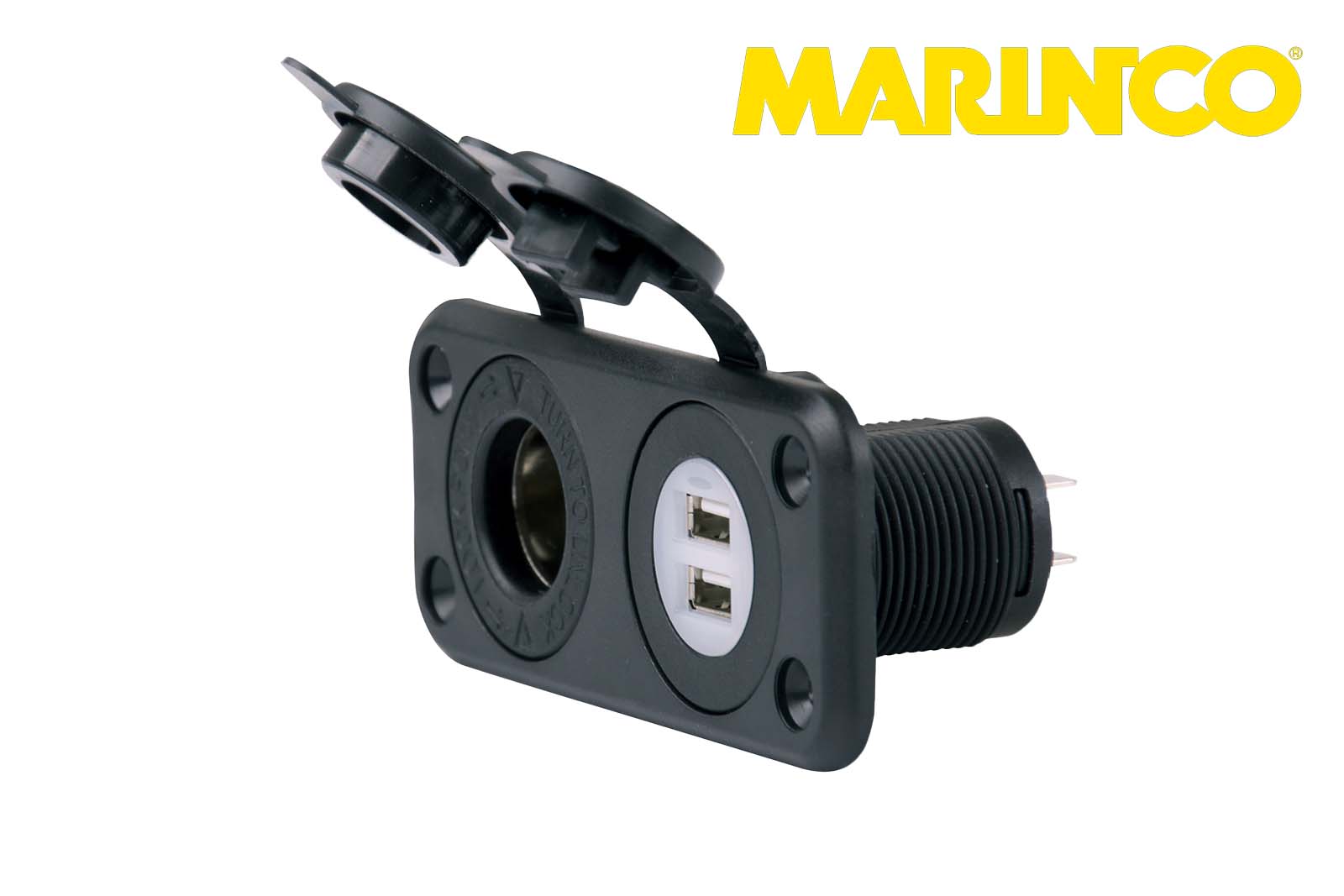 Marinco SeaLink Dual USB Steckdose schwarz, Ausrichtung lnks