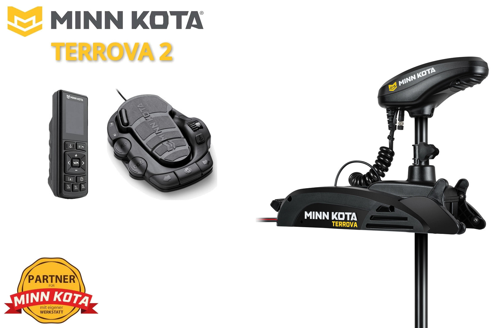Minn Kota Terrova 2 Elektro-Bootsmotor mit Wireless Remote und Fußpedal