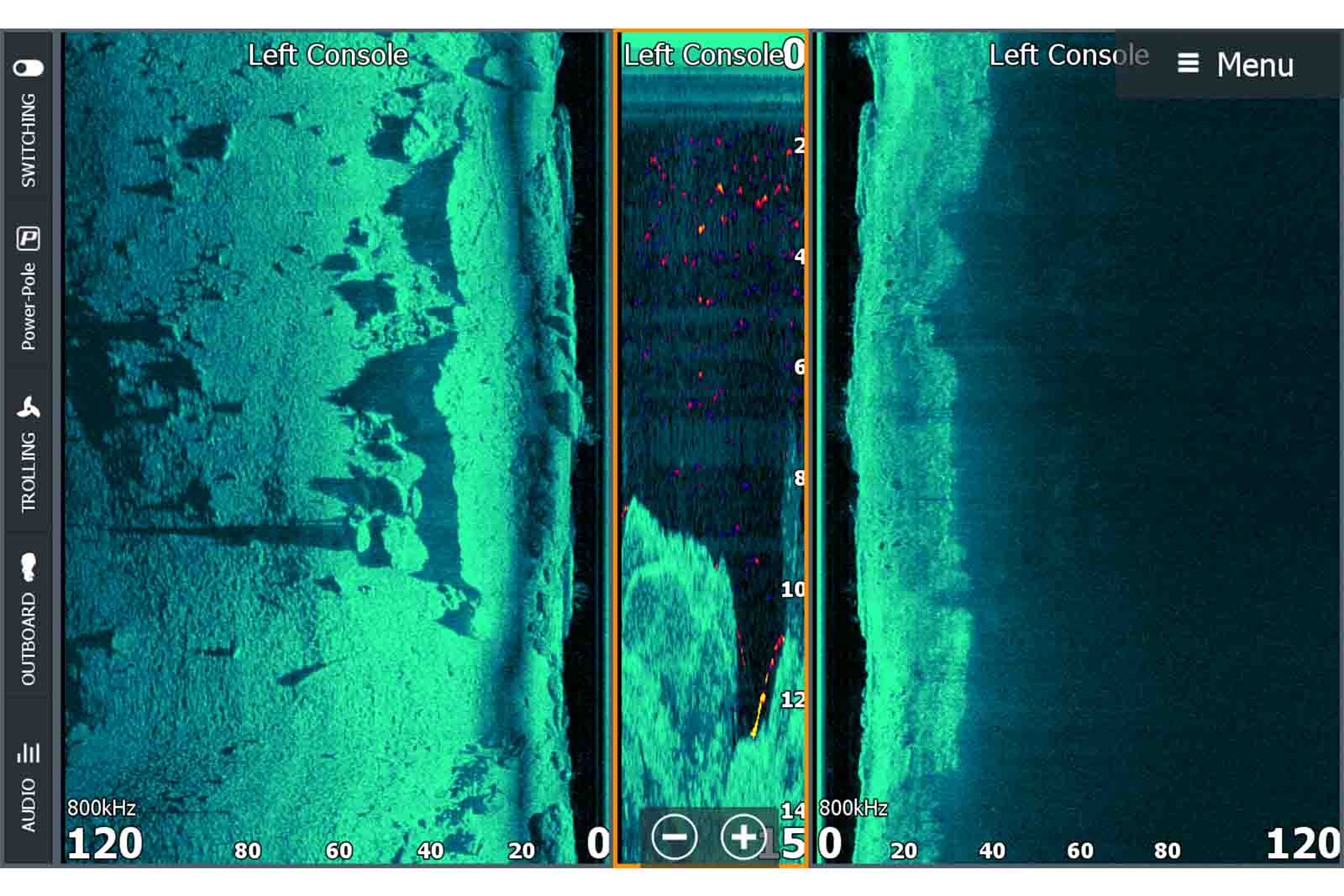 Lowrance Active Imaging HD Screenshot SideScan grün
