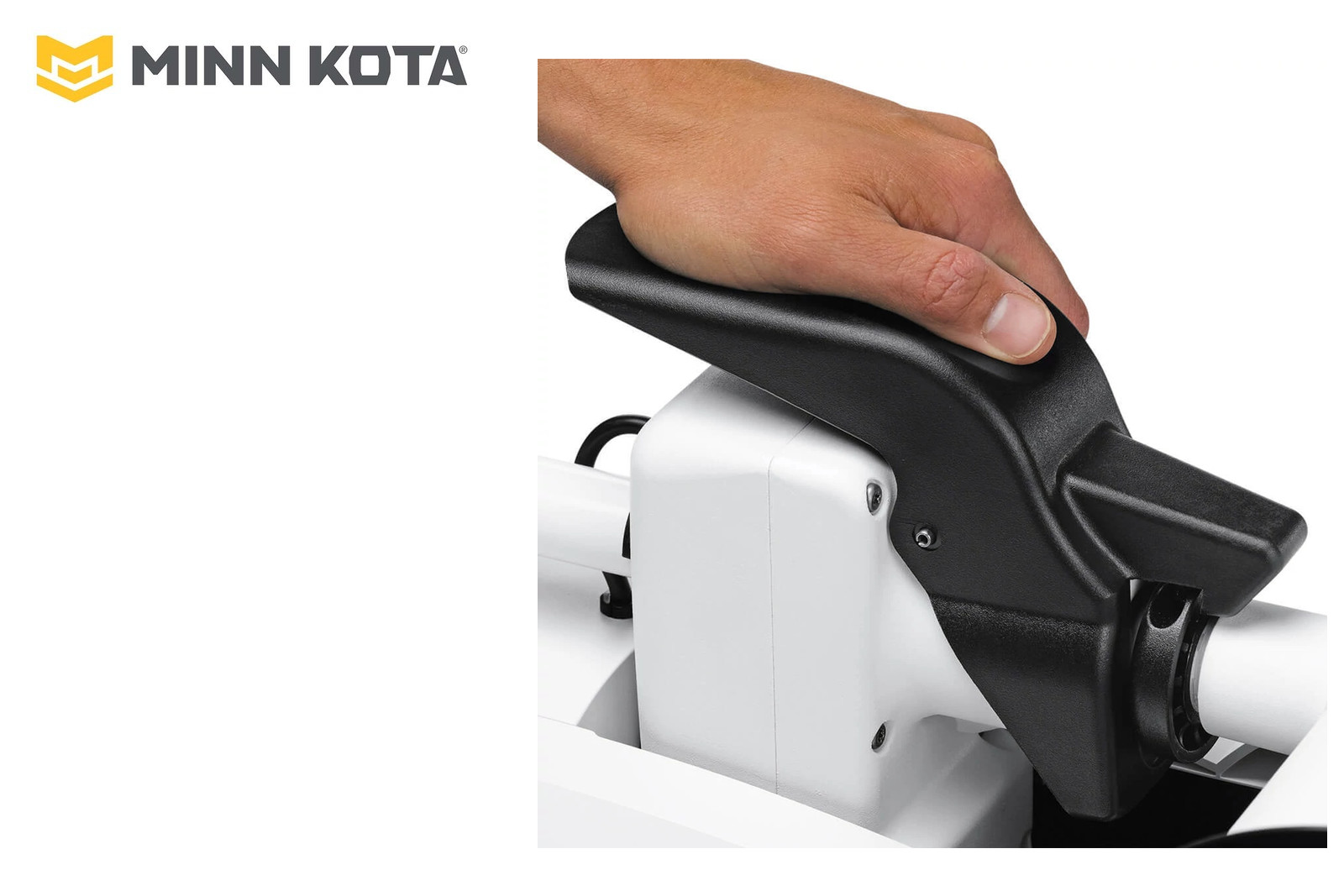 Minn Kota Riptide PowerDrive 2, Auslösehebel Deploy-Assist mit Hand bedient