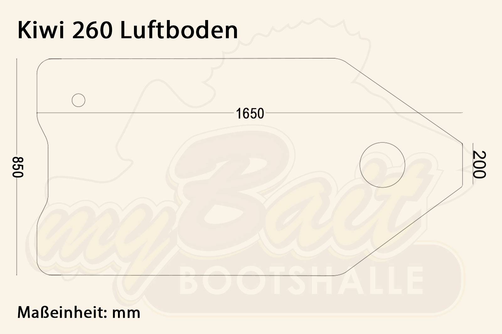 Allroundmarin Kiwi 2024 Schlauchboot 260 Dimensionszeichnung Luftboden