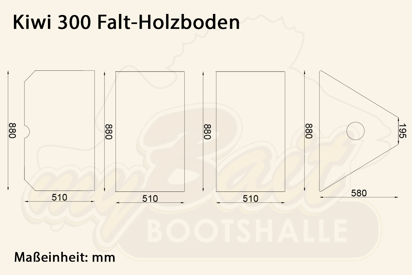 Allroundmarin Kiwi Schlauchboot 300 Dimensionszeichnung Falt-Holzboden