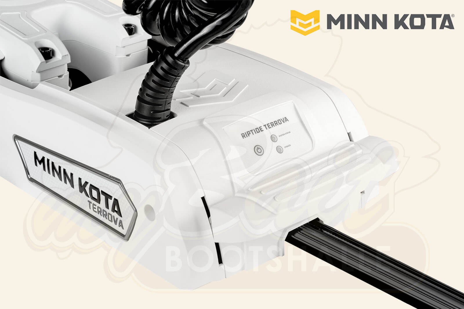 Minn Kota Riptide Terrova QUEST Gehäuse von links, weiß